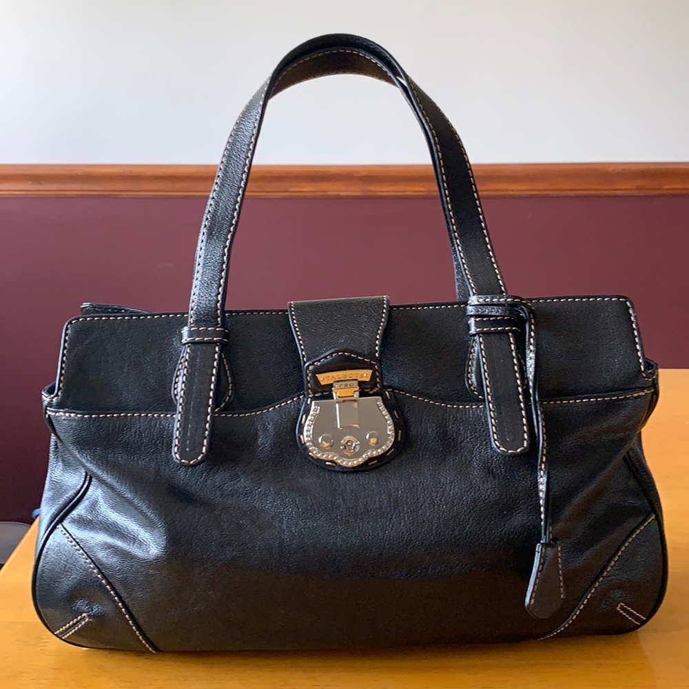 Talbots Black Leather Tote Bag